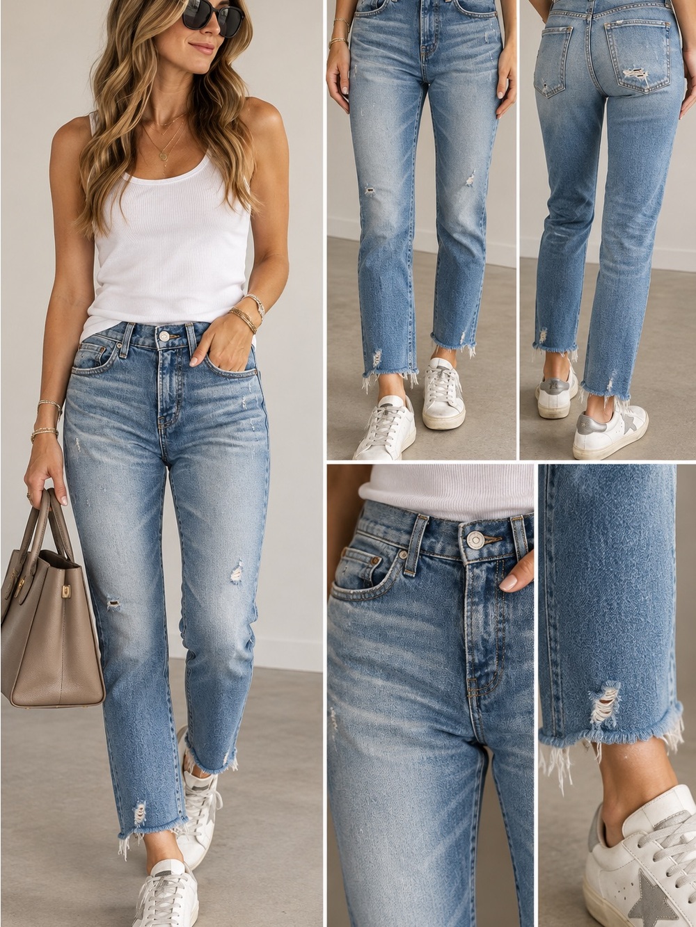 Moussy Light Blue Distressed straight leg Skinny Jeans size 25